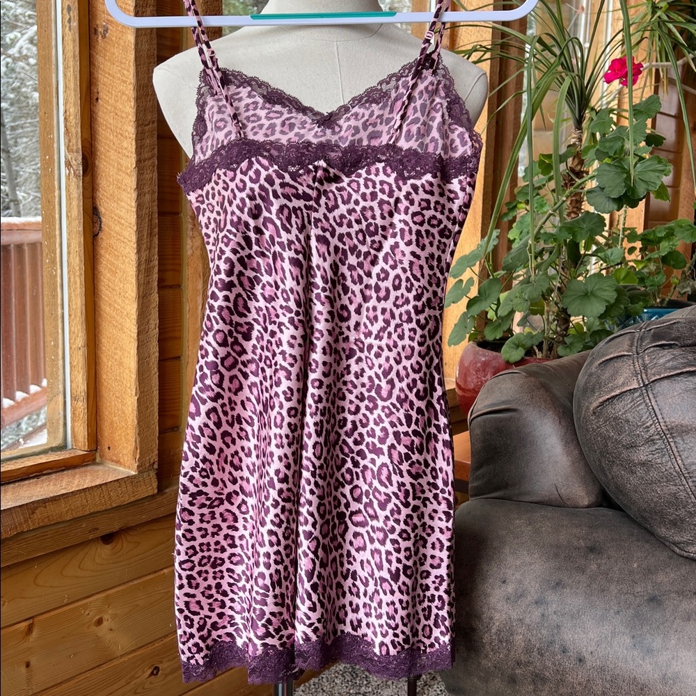 Victoria's Secret Pink Leopard Chemise with Purple Lace - Picture 5 of 5